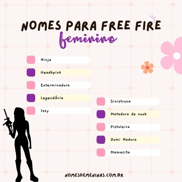 Nomes para Free fire feminino